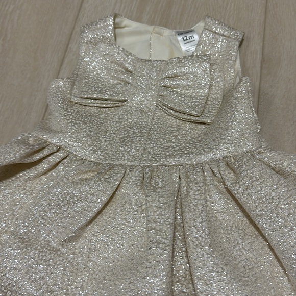 Carters 12m Sleeveless Champagne Shimmer Dress - Picture 3 of 12